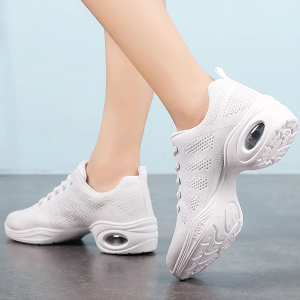 Lace-up Sneakers Air Cushion Walking Shoes Split Sole Athletic Walking Dance Shoes Platform for Women