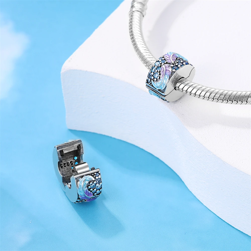 Silver Plated Butterfly Stopper Bead With Multicolor Cz Fit Bracelet Women Party Jewelry