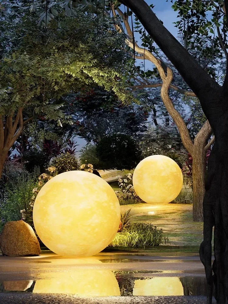 Solar Moon Lamp Outdoor Waterproof Creative Planet Landscape Lawn Yard Light for Atmosphere Decoration