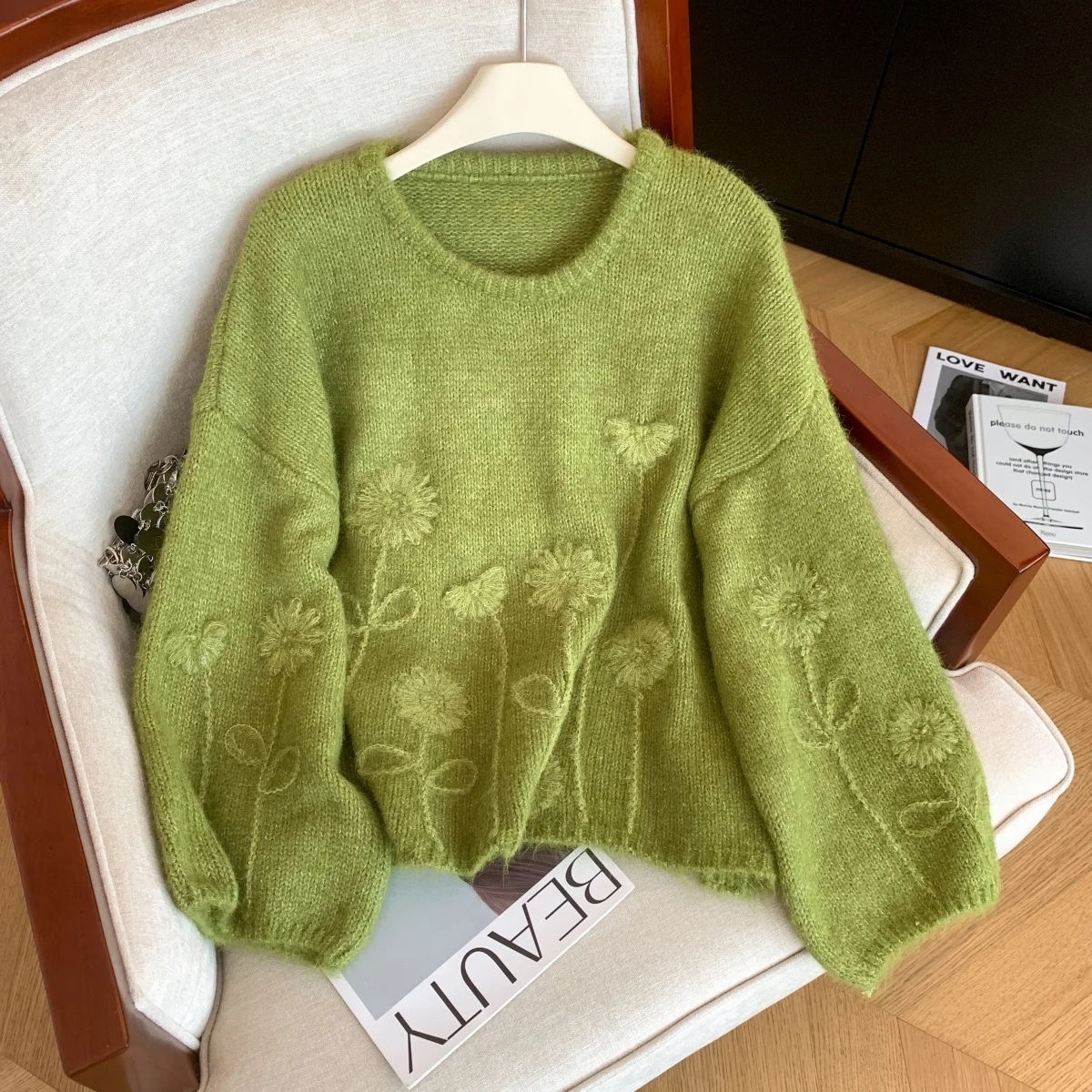 

Women's Rainbow Striped O-Neck Pullover Sweater Vintage Jumper Knit Long Sleeves Gradient Cashmere Sweater Autumn 2000s Clothes