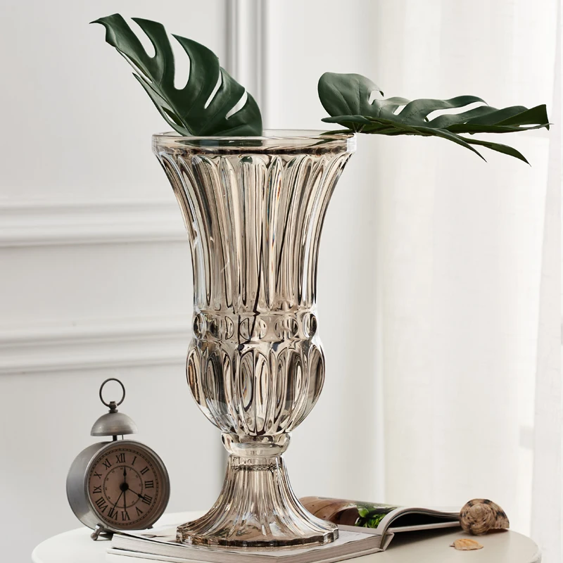 European King Size Crown Embossed Crystal Glass Vase