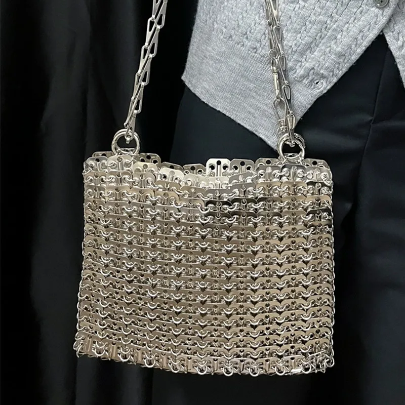 

Designer Luxury Aesthetic Bags Tote Bag Women's Bag Hand Woven Metal Crossbody Bags Handbag Women Travel Vacation Shoulder Bag