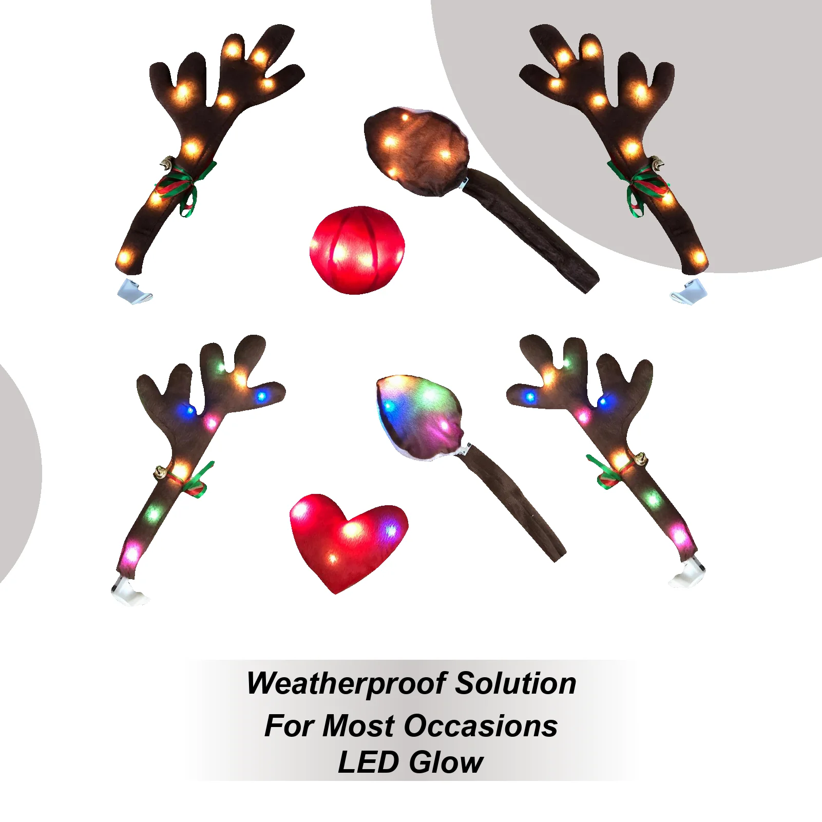 

Christmas Reindeer Antlers Car Kit Holiday Decoration With LED Lights Reindeer Christmas Decoration For Holiday Van Party