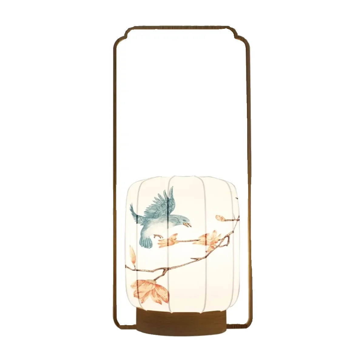 Chinese retro desk lamp, zen tea room study bedroom bedside hand-painted fabric art national style