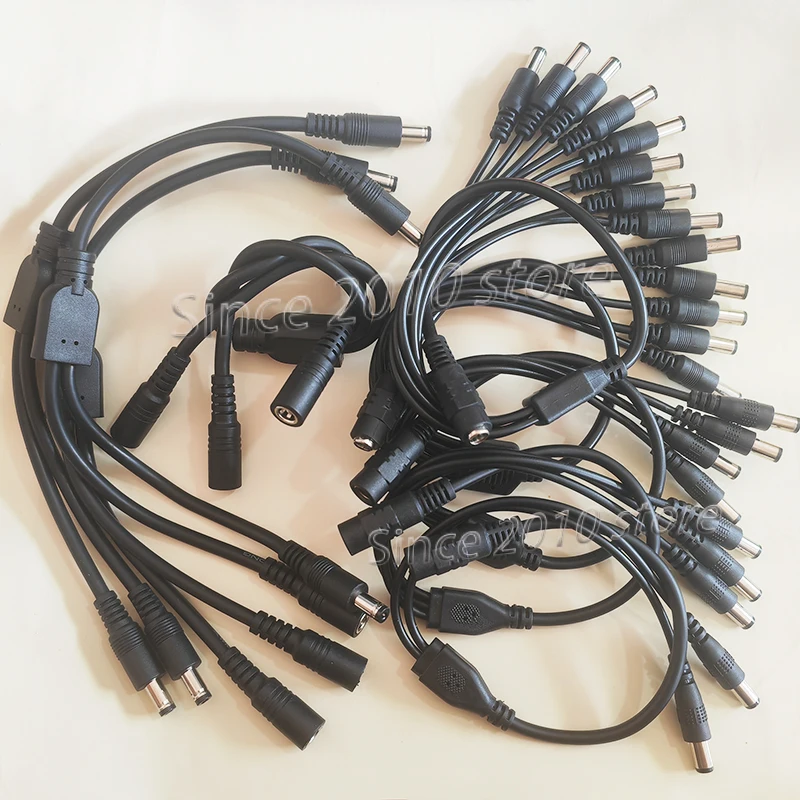1-3Pieces 5.5x2.1mm DC Power Supply Y-shaped Cable 1 To 2/3/4/5/6/8 Channels 5-12V For CCTV Monitoring Camera LED Light Strip