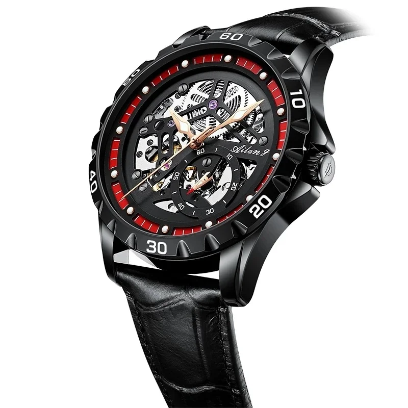 AILANG P-6021 Men's Skeleton Automatic Mechanical Watch, Independent Seconds, Luxury Top Brand Waterproof Sport Wristwatch, Relo