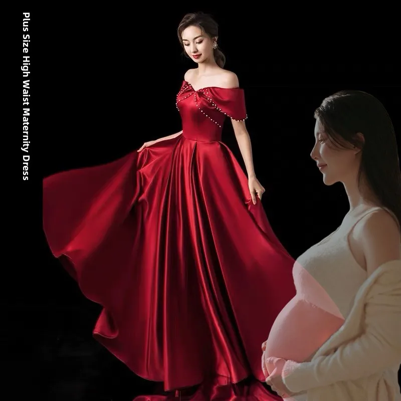 

One-oulder plus Size Materni Wedding Dr Korean Sle Long Evening Gown for Engagement Parties And Pregnant Women
