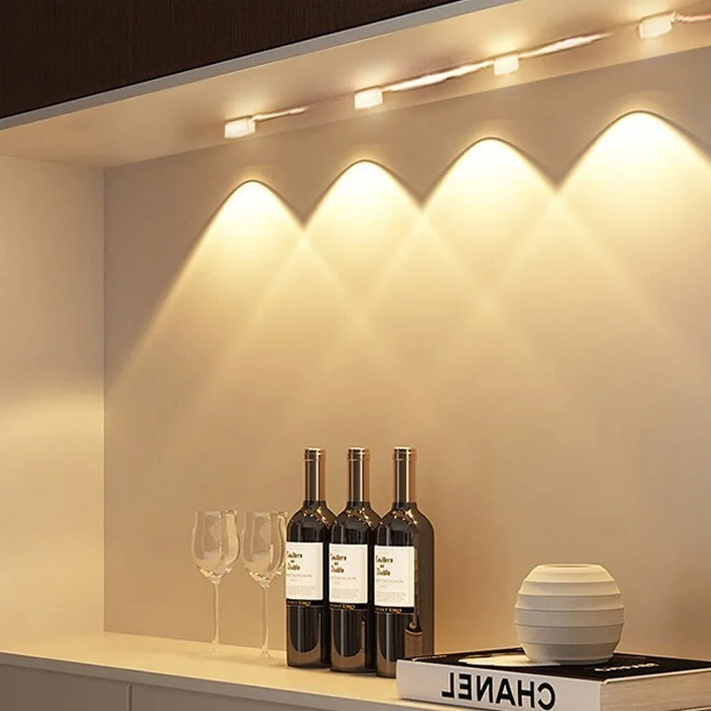 Ultra-Thin LED Smart Body Sensor Light Cat Eye Hill Light Bar Rechargeable Self Adhesive Closet Wine Cooler Cabinet Light Strip