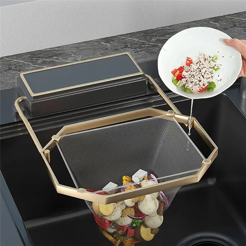 [A92P!】 Veneer Sink Filter, Folding Corner Sink Filter, With Disposable Mesh Bag, Efficient Kitchen Waste Collector