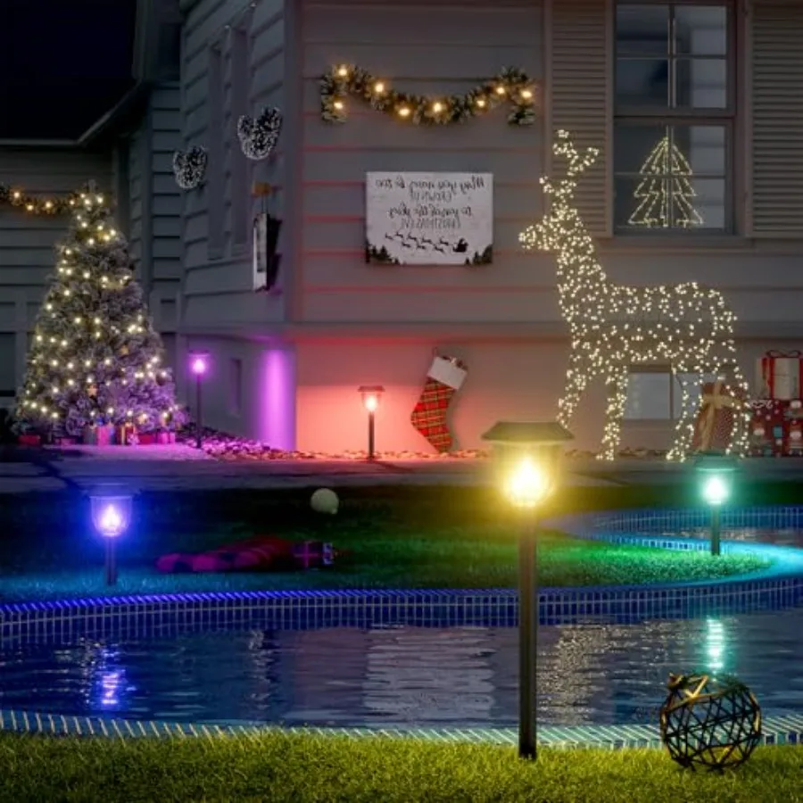 

Рождественские солнечные светильники для дорожек, уличные водонепроницаемые садовые светильники на солнечных батареях, рождественский декор, освещение для сада, двора, патио