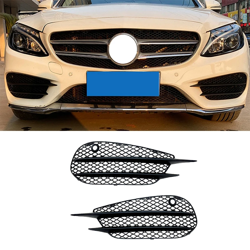 

Car Styling Front Bumper Fog Lamp Grille Cover For Mercedes-Benz C-Class W205 C180 C200 C260 AMG 2015-2018 Glossy black