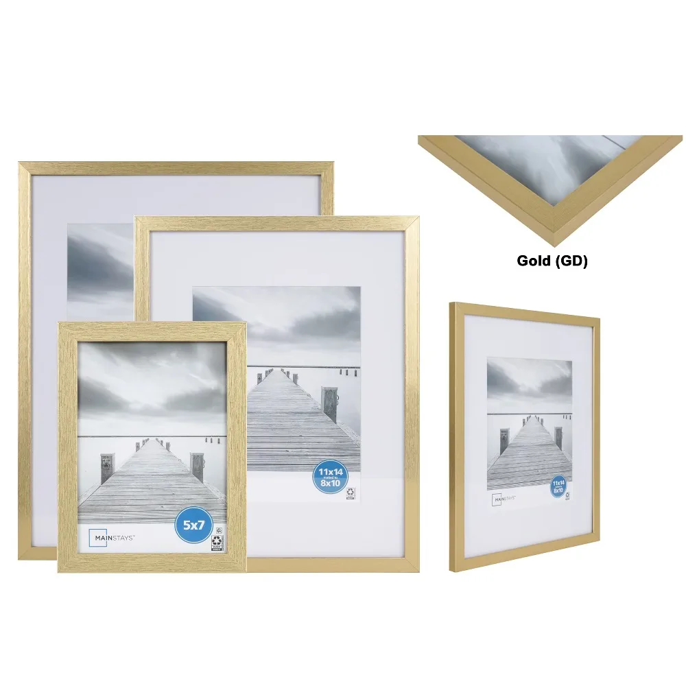 Gold Linear Program Tabletop Photo Frame Display Picture Frame for 8x10 Inches Photos Home Office Decoration with Elegant Border