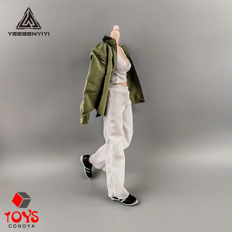 DG048 1/6 스케일 대담한 줄무늬 넓은 다리 바지 운동복 꽉 탑 의류 모델 맞는 12 "여성 군인 액션 피규어 바디 인형