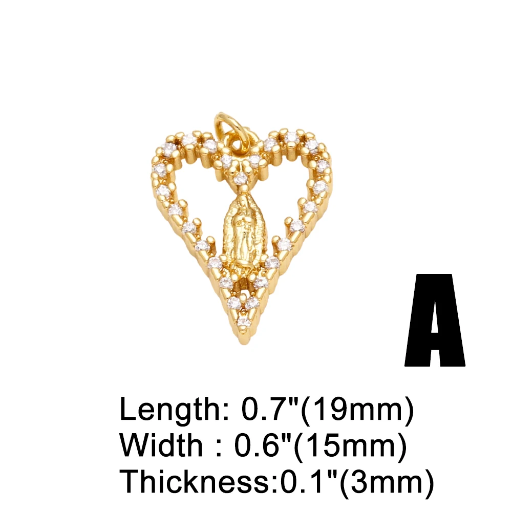 OCESRIO White Crystal Heart Charms for Bracelet Copper Gold Plated Heart Key LOVE Virgen María accesorios de joyería chma277