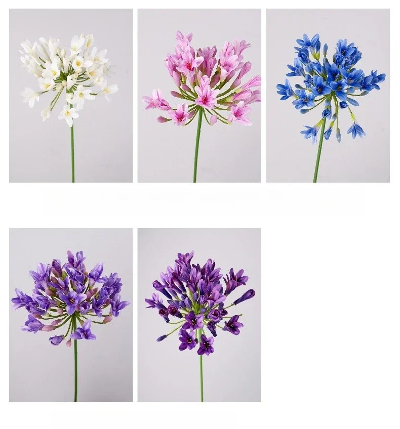 6 Stück Hochwertige Künstliche Lila Blumen Agapanthus-Zweige Auditorium-Dekoration Seiden-Kunstblumen Simulierte Agapanthus-Blüten – Detail 5
