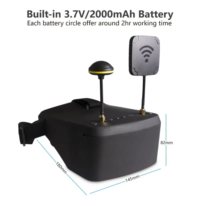 EV800D 5 Inch 800*480 FPV Goggles 5.8G 40CH Video Headset HD DVR with Battery/Dual Antenna for RC Model RC FPV Drone
