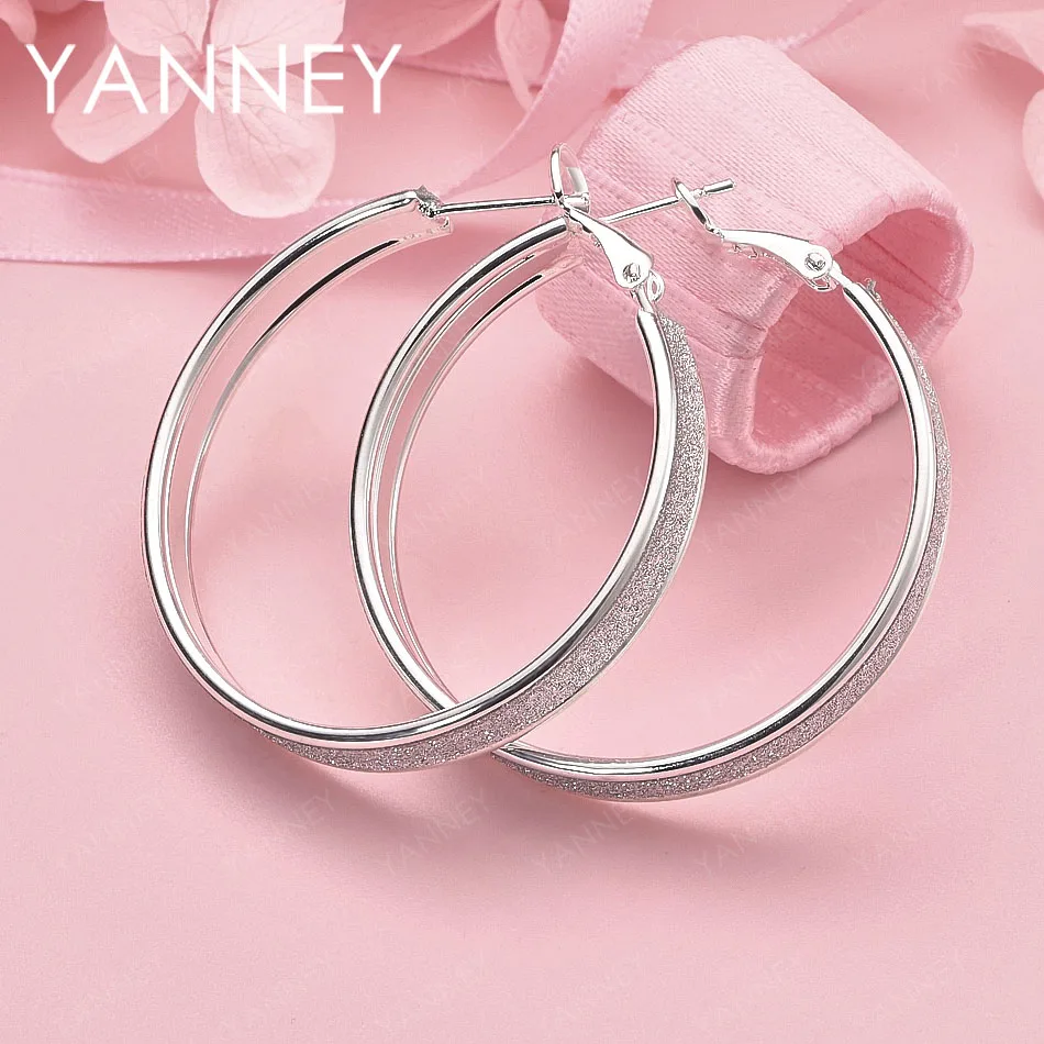 

Стильные изысканные сверкающие круглые серьги из стерлингового серебра 925 пробы 37 мм для женщин, элегантные подарки, свадебные украшения