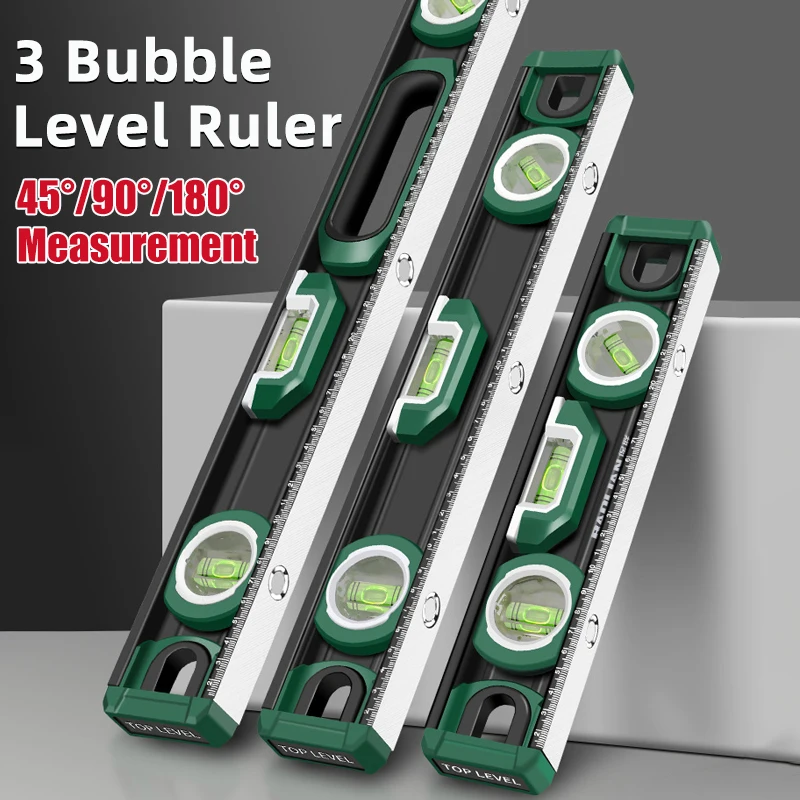 30/40/50cm Magnetic Aluminum Spirit Level 180/90/45-Degree High Precision Three Bubble Level Ruler Woodworking Measuring Tool