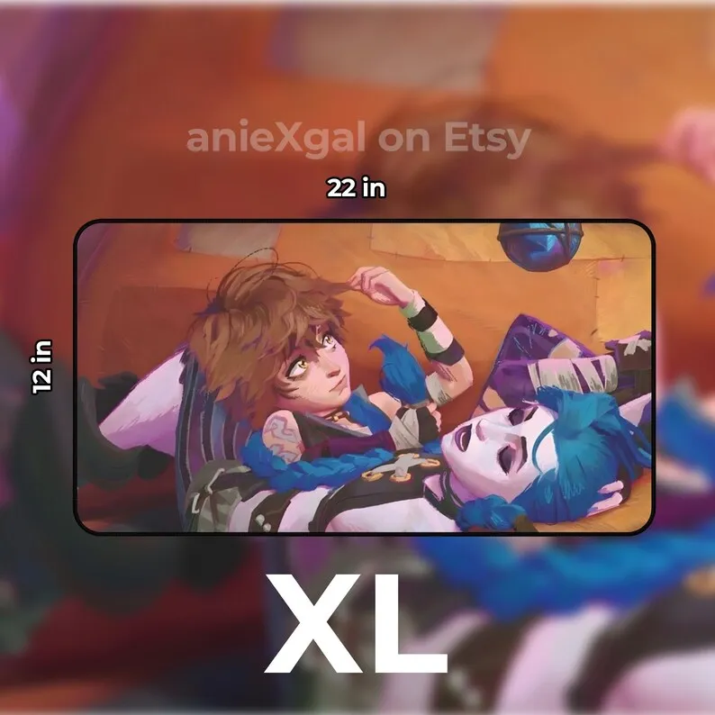 لوحة ماوس كبيرة من Jinx And Isha Arcane Gaming XL، حصيرة مكتب ألعاب، Arcane، Gaming، Jinx، Isha، Vi، ألعاب Arcan، League of Legends