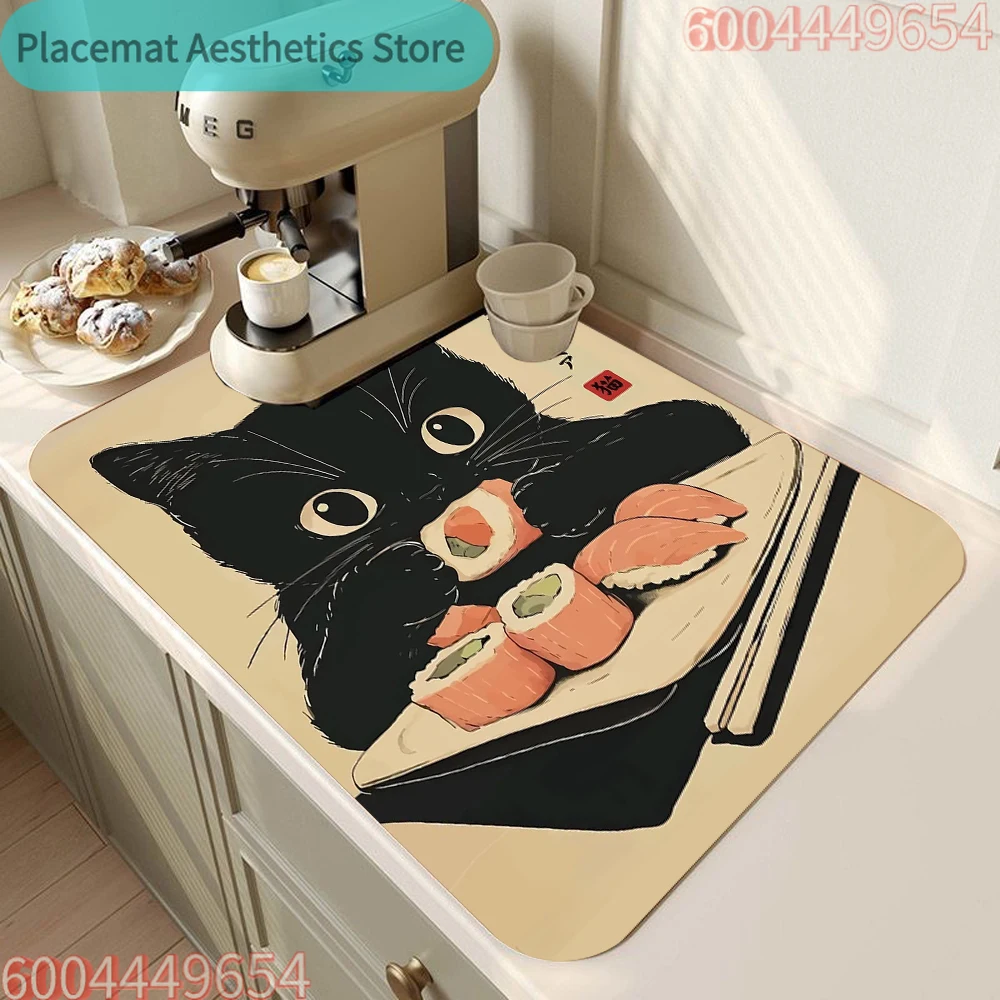 Katzen-Sushi Küchen-Arbeitsplattenmatte, Restaurant-Abtropfmatte, Schimmelresistente Schnelltrocknende Unterlage, Rutschfeste Tischmatte, Wohndekoration