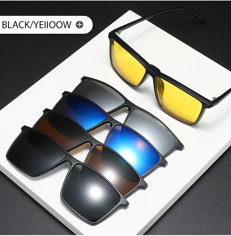 VCKA Großen Platz Myopie Sonnenbrille Männer Polarisierte 6 In 1 Frauen Optische Magnetische Clip auf Brillen Rahmen-0,5 ZU-10 – Detail 11