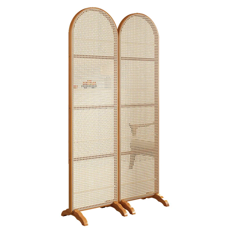 Screen Japanese bamboo rattan weave block partition Famous hotel office entry simple solid wood folding mobile seat screen