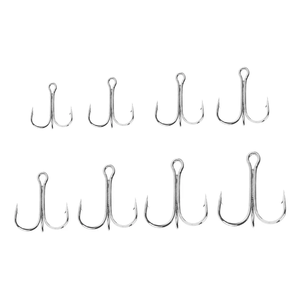 10pcs Fishing Hooks High Steel Carbon Material Treble Black Fishing Hook Round Folded Saltwater Bass 2# -16 # Tackle Tools