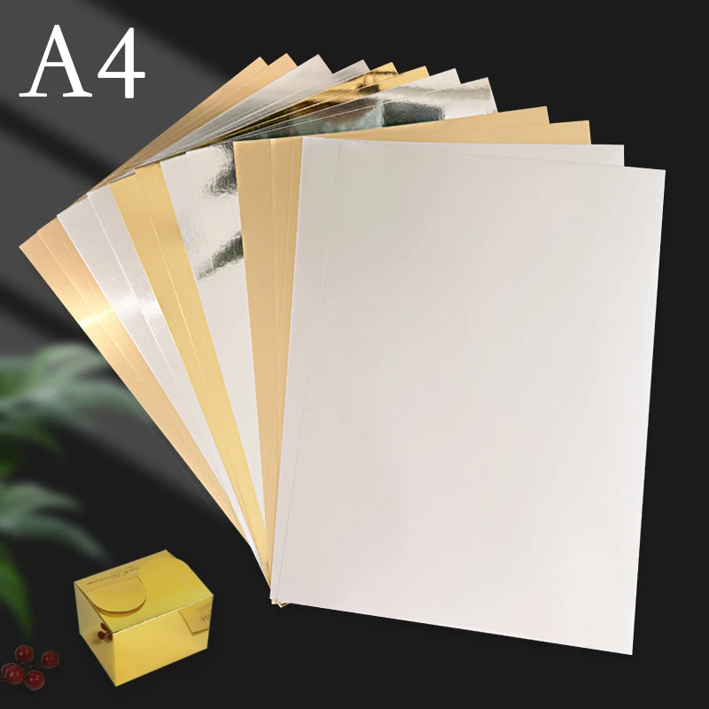A4 20PCS 250G Single-Sided Gold Silver Card Paper Extra Bright Silver Sub Golden Handmade DIY Laser Printing Cardboard Label