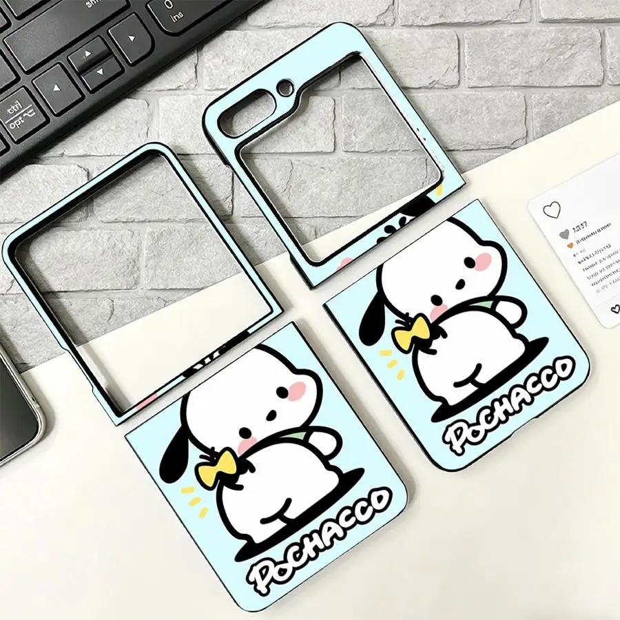 Sanrio Pochacco Back Phone Cover Funda Case for Samsung Galaxy Z Flip 8 Flip6 Z Fold 8 7 6 5 4 3 Flip4 Flip7 FE Flip5 Flip3 Z