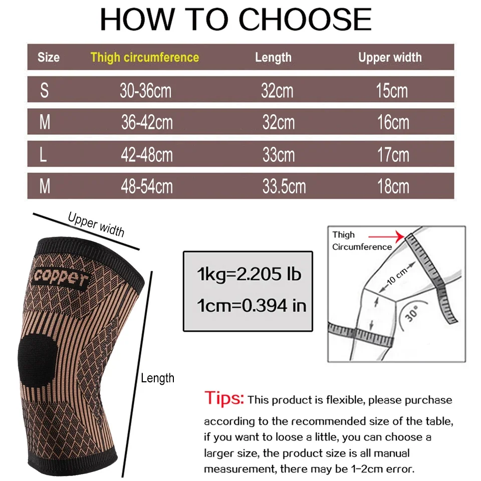 1Pcs Copper Knee Sleeve for Arthritis Pain and Support.Copper Knee Brace for Knee Pain Relief, Workout, and Sports