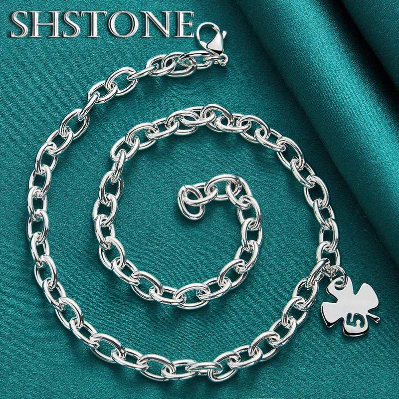 SHSTONE 925 Sterling Silver Necklace Lucky Clover Number 5 Chain Necklaces For Women Wedding Birthday Party Fashion Fine Jewelry