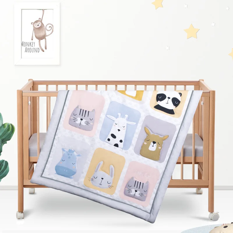 Juego de ropa de cama para cuna de bebé, edredón de dibujos animados, almohada, Sábana de parachoques, juegos de cama