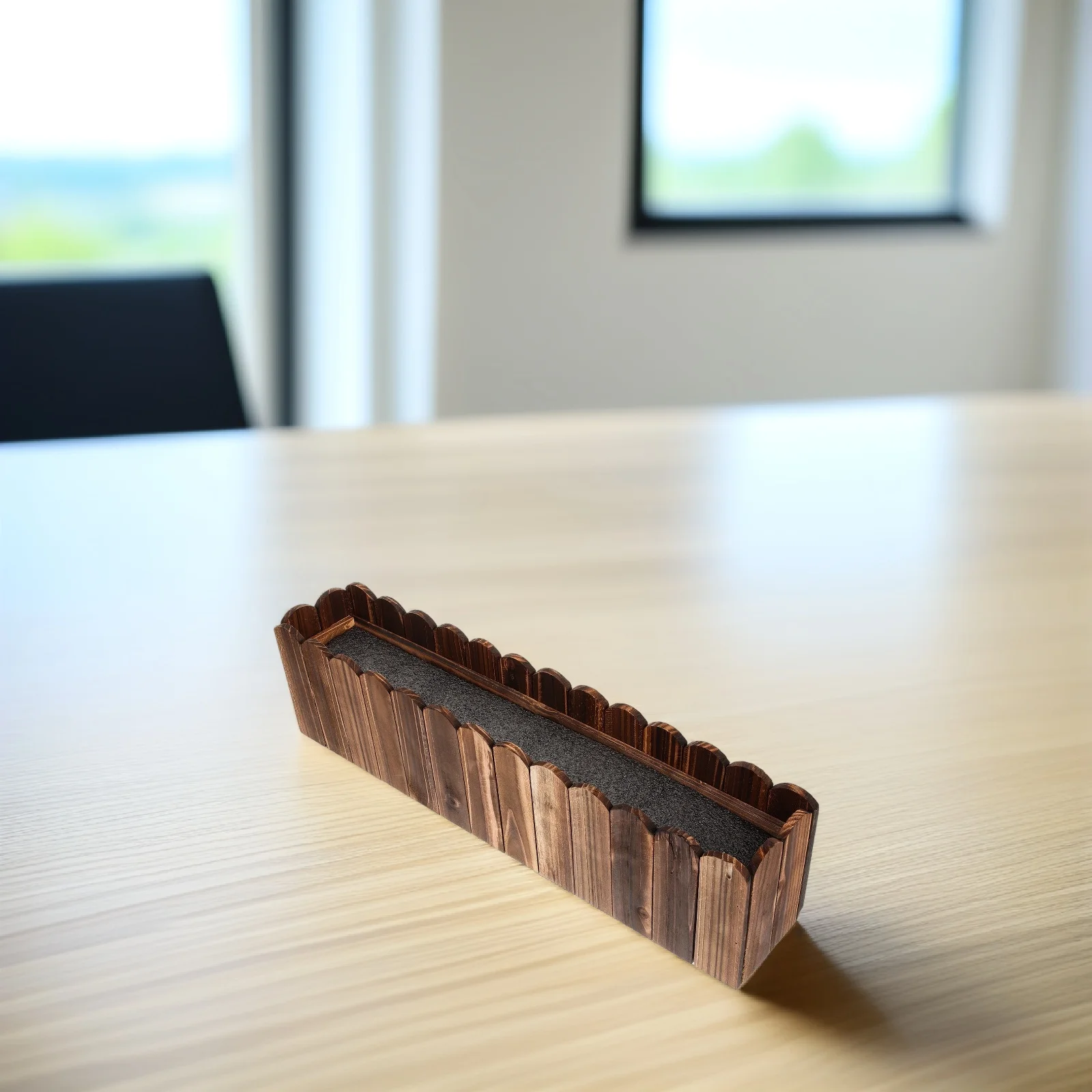 s المضادة للتآكل الخشب اناء للزهور 50x9x13 سنتيمتر خفيفة الوزن دائم داخلي في الهواء الطلق حديقة في الشرفة الديكور صندوق زراعة خشبي وهمية #3