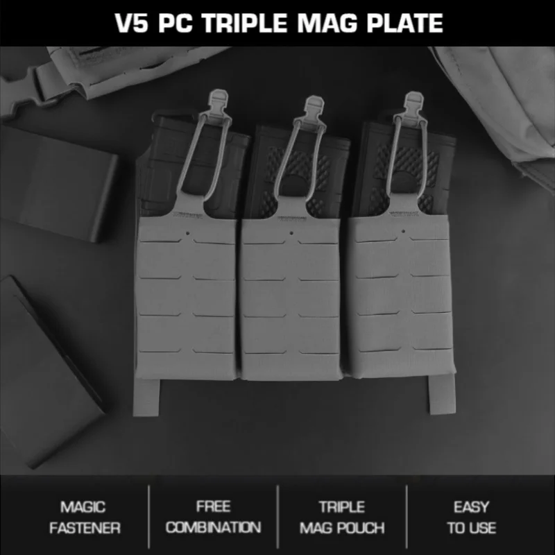 V5 PC Triple 5.56 Mag Pouch with G Buckle Built-In Kydex Wedge Insert for  Hunting Vest Accessory