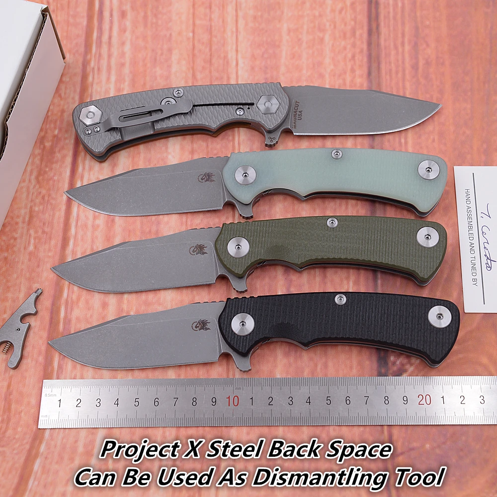 JUFULE Hinderer Project-X Mark Magnacut Titanium G10 Handle Ceramic Bearing Folding Knife Tactical Camping Hunt Outdoor EDC Tool