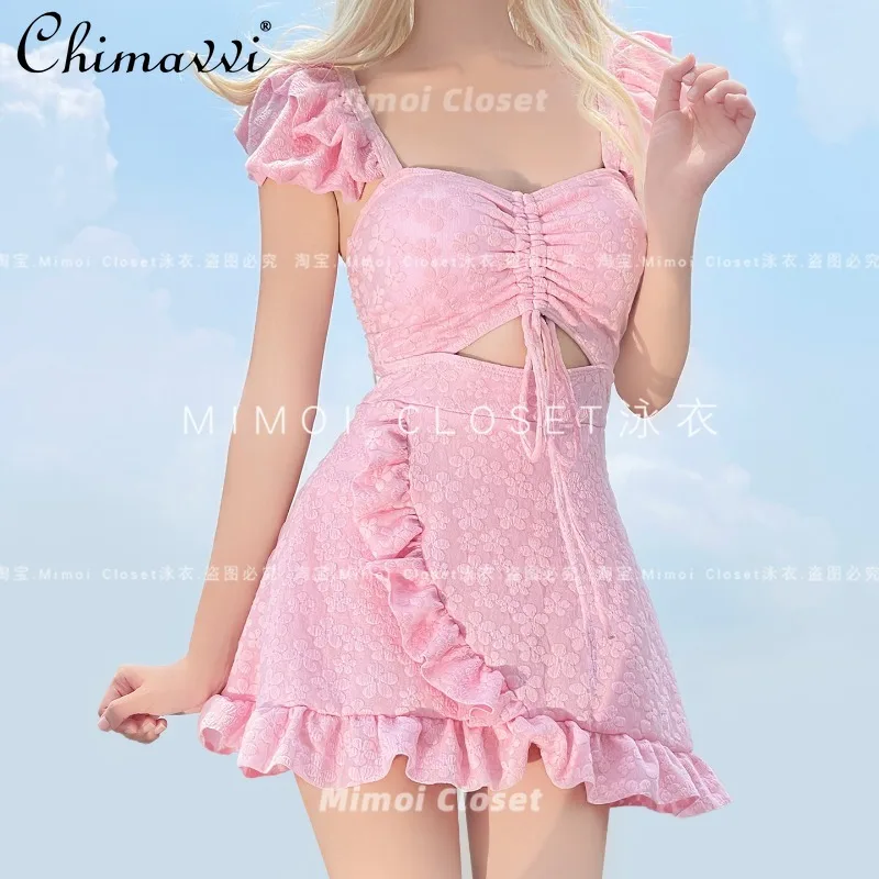 Sweet Cherry Blossom Pink Damen-Badeanzug, Frühling und Sommer, neu, sexy, süßes Mädchen, einteilig, Pure Desire, schlanke, elegante Prinzessinnen-Badebekleidung