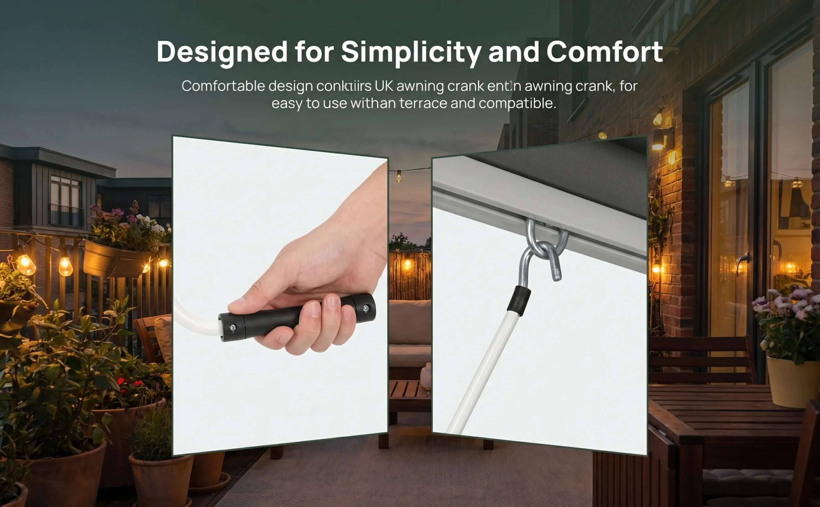 Canopy Crank Handle for Outdoor Awning Retractable System Manual Operation Roller Shutter Gear Awning Accessory
