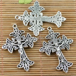 5pcs 40*28mm Hole 1.5mm Tibetan Silver Color Floral Crucifix Charms EF1459 Charms for Jewelry Making Pendant