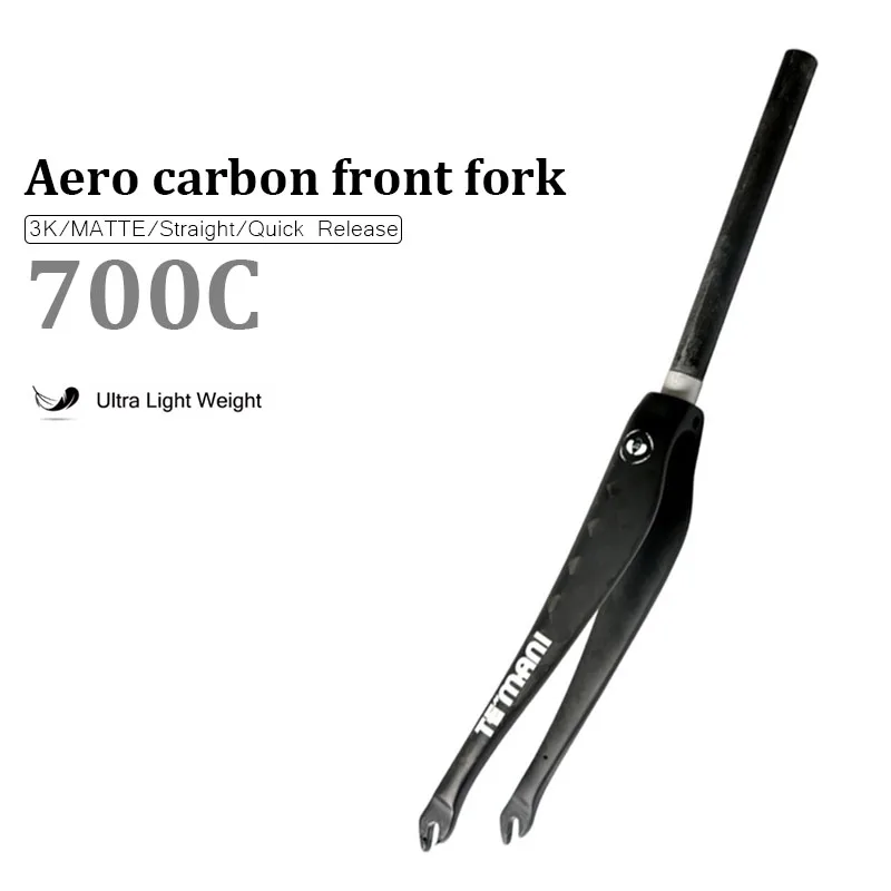 Fourche avant aérodynamique 100% carbone authentique TEMANI 28,6 mm 700C, fourche rigide pour vélo de route à vitesse fixe, frein V, pièces détachées pour vélo