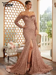 Yesexy Summer Dress Sweetheart Neck Strapless Sequin Golden Ball Gown Evening Dress