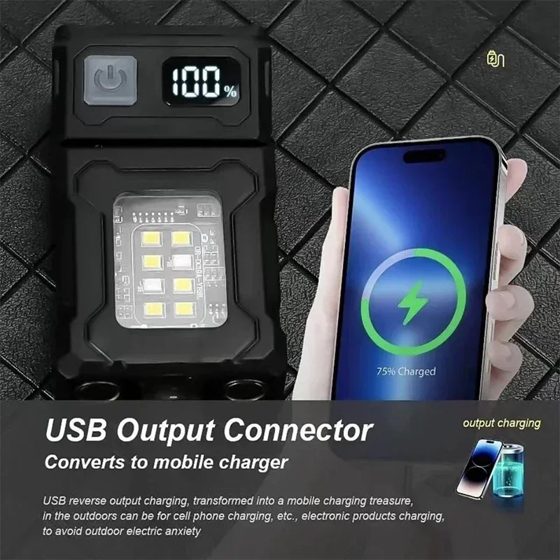 Rotatable LED Keychain Flashlights 500LM USB Rechargeable Work Lantern, Portable Emergency Torch with Magnet & Digital Display