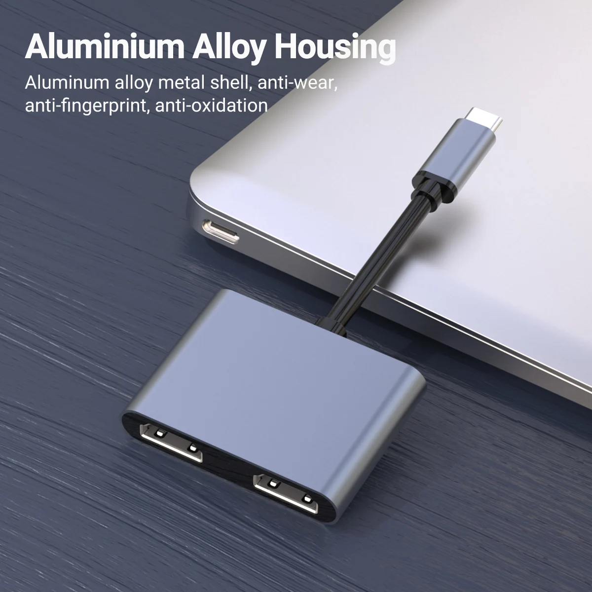 محطة إرساء للكمبيوتر المحمول ، محول USB C ، محور من النوع C ، غلاف ألومنيوم ، نفس الشاشة ، 4K HDTV ، 2 في 1