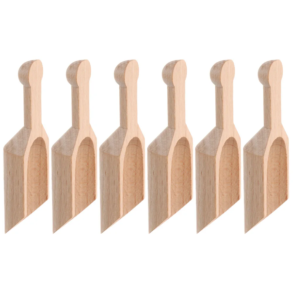 

6Pcs Wood Spoon Salt Scoop Tea Accessories Multi Function Daily Wooden Multi Function Tea Scoop Ice Cream Spoon