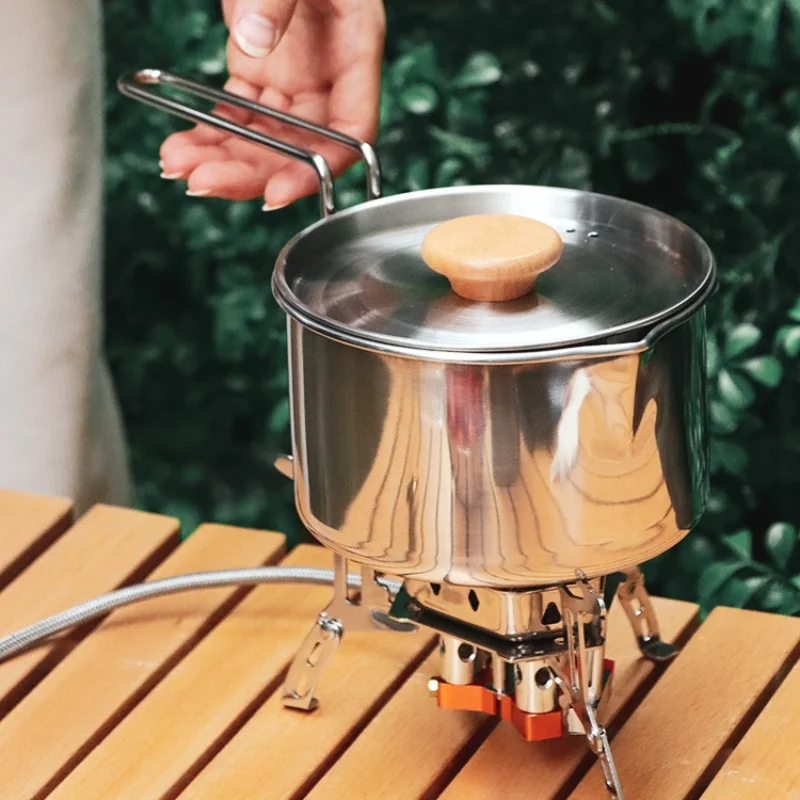 Outdoor set pot 304 stainless steel folding kettle stove removal camping portable picnic tableware