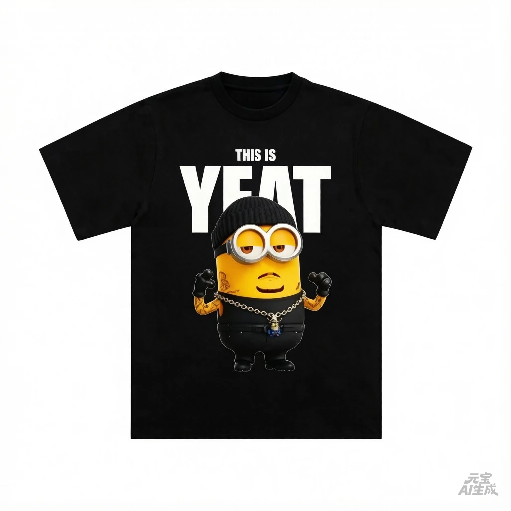 Minions 2026 New Movie This Is Yeat Tattoo Minion Graphic Oversized Cotton Unisex Hip Hop Short Sleeve T Shirt