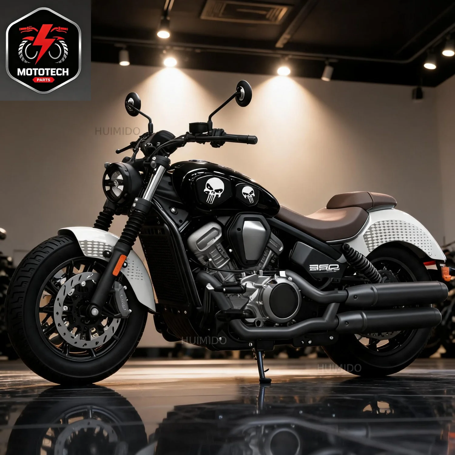 Applicable to Benda Black Flag 950 fuel tank side cover motorcycle fuel tank shield shell skull decoration modification