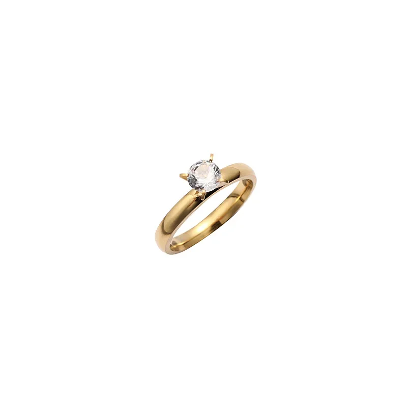 Fashion Jewelry Stainless Steel Ring Female Niche Crystal from Austrian Inner and Outer Arc Inlaid Zircon Couple for Women