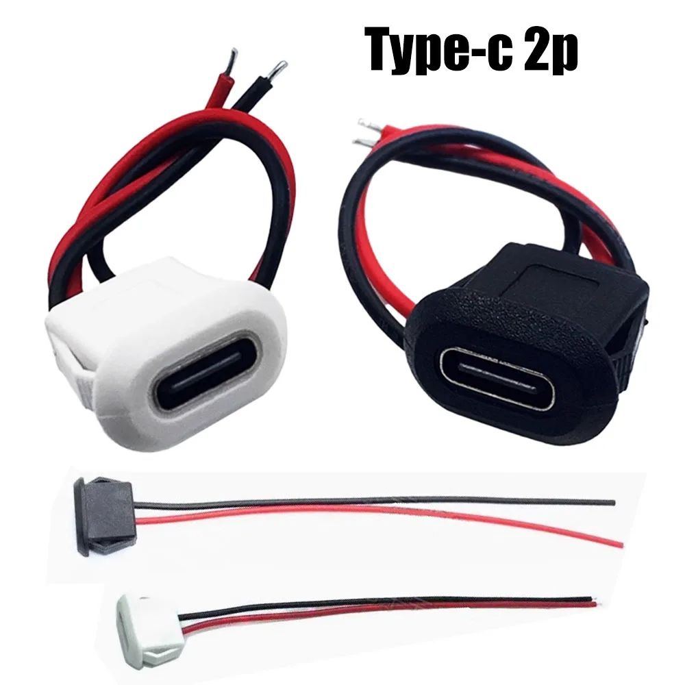 Yaru A289F USB C Female Chassis Direct Crimp Jack Female Charging Port Extension Power Cable Type-C 2P Female Chassis Connector