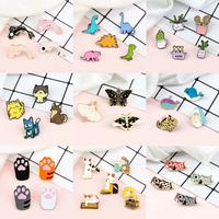 3-5Pcs/Set Lovely Animals Insect Brooch Cartoon Cats Claw Butterfly Dinosaur Enamel Pin Dolphin Fish Bag Badge Jewelry Wholesale