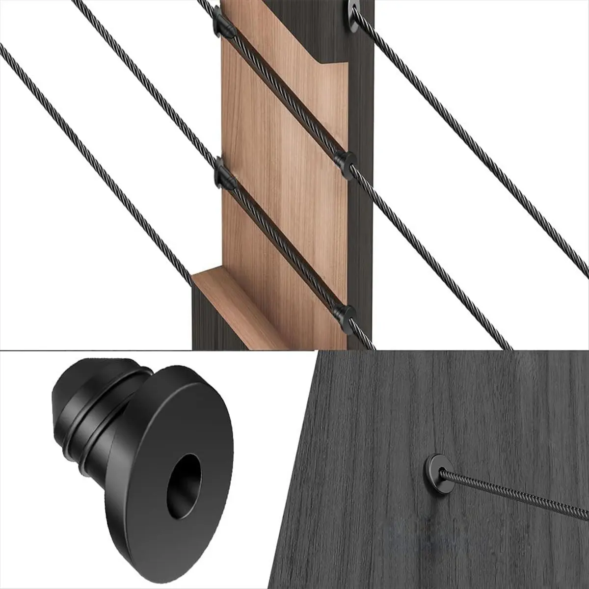 AA77 NEW  50Pcs Cable Railing Rubber Grommets, 45 Degree Angle Bevel Protectors for 1/16 Inch 5/32 Inch 3/16 Inch Cable Railing